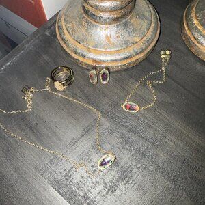 Kendra Scott Set - Gold with Dichroic Glass